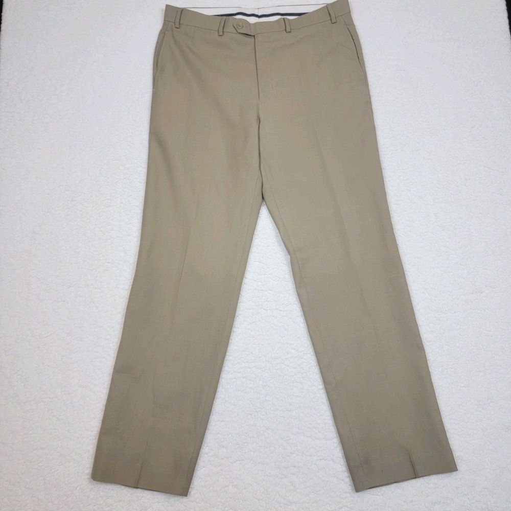 Lauren Ralph Lauren Dress Pants Mens 36 Tan 100% Wool Total Comfort Flat Front